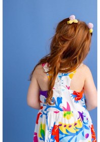 Resim Oliventhekid Çiçek Baskılı Kız Elbise Beyaz Beyaz 