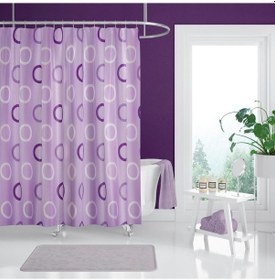 Resim Zethome Banyo Duş Perdesi 5033 Lila 180x200 Perde Borusu Askı Aparatı Pembe 160x260 Hediyeli Pembe 
