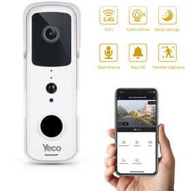 Resim YECO BD-10 Akıllı Görüntülü Kapı Zili - Hareket Sensörlü, IP66, WiFi, Çift Yönlü Ses - Siyah / SD Kart Yok 