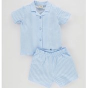 Resim Defacto Erkek Bebek Çizgili Kısa Kollu Penye 2li Pijama Takımı B4822a523hsbe429 