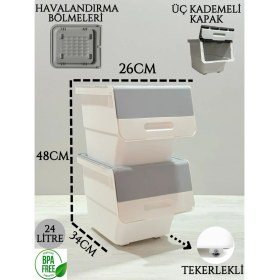 Resim Özbience 2'li Gri Beyaz Çok Amaçlı Sepet ve Patateslik Soğanlık Seti 