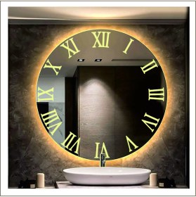 Resim Dnr-Mirror60 Cm Günışığı Ledli Tasarım Kumlamalı Banyo Aynası Makyaj Aynası Işıklı Ayna 