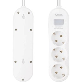Resim BYR Vea VA-21571 3lü 1.5 Metre Kablolu Anahtarli Beyaz Akim Korumali Priz Byr [byrtek] 