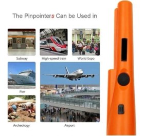 Resim Gmn-Pointer El Tipi Altın Gümüş Metal Dedektörü Alarmlı Taşıma Çantalı Pil Dahil Su Geçirmez Kılıflı 