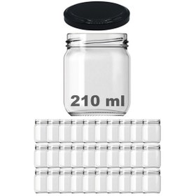 Resim Afracam 210 Ml Metal Kapaklı Şeffaf Cam Kavanoz 30 Adet Siyah 