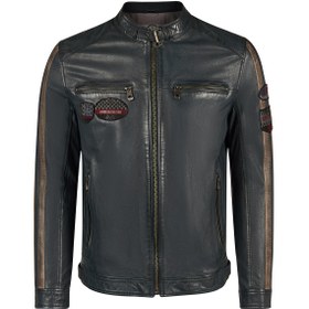 Resim Derimod Pitstop Erkek Lacivert Armalı Spor Deri Ceket 26SGM660451 