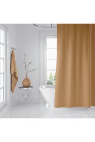Resim Zethome Banyo Perdesi Bej 120x200, Perde Borusu Askı Aparatı 90x130 Hediyeli, Duş Perdesi Seti 