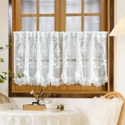 Resim 1 adet Fransız Çift Boncuklu Altı Katlı Dantelli Kısa Perde Valansı Nakışlı Tül Kısa Valans Perdesi Mutfak Küçük Pencere Yarım Perde Çubuk Cep Üstü Kapı Perdesi Kahve Perdesi Oturma Odası Ofis Ev Dekoru 
