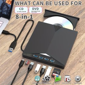 Resim Taşınabilir 7'si 1 Arada USB 3.0 CD/DVD Sürücü - Yaz & Çal, Dizüstü Bilgisayarlar, Masaüstü Bilgisayarlar ve Mac'lerle Uyumlu 