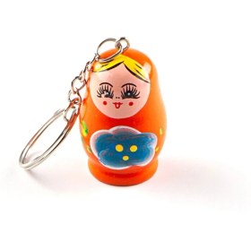 Resim Dünyadan Hediyeler Ahşap Tombul Matruşka Bebek Anahtarlık Turuncu 