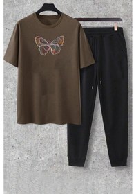 Resim Unisex Butterfly 2'li Eşofman Takımı Kahverengi 