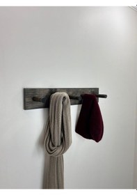 Resim Ahşap Askılık, Ahşap Vestiyer, 5 Askılı Duvar Askılığı Siyah 
