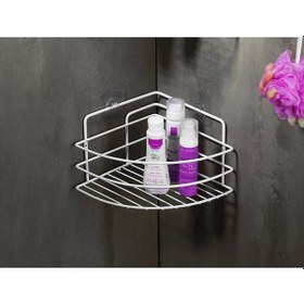 Resim SAS Yapışkanlı Banyo Köşeliği Düzenleyici Şampuanlık Beyaz Tk-01 Beyaz 