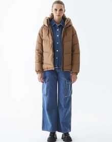 Resim Ltb Şişme Kapüşonlu Kadın Ceket Kahverengi 011244400625018 - 13876 Kahverengi 