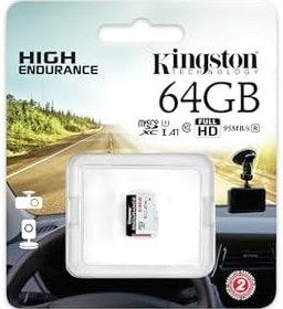 Resim Kingston High-Endurance 64GB microSD Hafıza Kartı SDCE/64GB 95MB/s - 30MB/s kadar Okuma Yazma Kameralar, Araç Kameraları için 