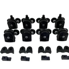 Resim Mabeyn Seçenekçok Cam Duşakabin Tekerleği Metal Ayaklı Siyah Plastik 8'li Tam Set 