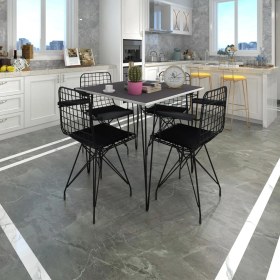 Resim Kenz Life Knsz Masa Sandalye Takımı HEM75MAZLUM Grisyh 080*080 Klç 4 Sandalye Syhsyh Kolçaklı 