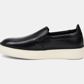 Resim Desa Erkek Siyah Kalın Tabanlı Deri Spor Loafer 