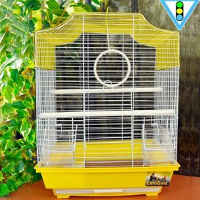 Resim Euro Gold Beşgen Çatılı Kuş Kafesi Renkli 34.5x28x45.5 Cm 