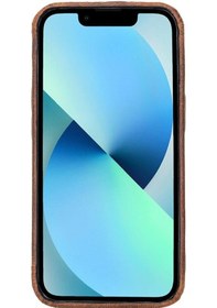 Resim iPhone Uyumlu 13 Mini Deri Arka Kapak Rock G2 Kahverengi 