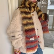 Resim Kadın ve Erkek için Vintage Esintili Renk Bloklu Çizgili Eşarp - Kalın Polar Astarlı, Sıcak ve Şık Kış Aksesuarı, Elastik Kesim, Dış Mekan Modası için Mükemmel, Elde Yıkama veya Kuru Temizleme, Kış Moda Aksesuarı | Vintage Tarzı Eşarp | Yumuşak Dokulu Eşarp 