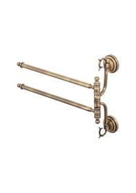 Resim İsaoğlu Yapı Pirinç İkili Havluluk Antik Gold Komple Pirinç Premium Vintage Banyo Havluluk Askılık Gold 