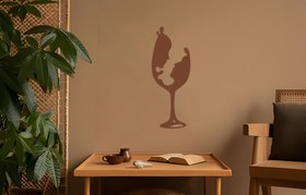 Resim Erkek Kadın Şarap Metal Duvar Dekoru - 100x38cm / Gümüş Gri 