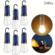 Resim 2/6 adet Güneş Enerjili LED Kamp Işıkları, Type-C Şarj Edilebilir Asılı Çadır Işığı, saç tokası ile, 3 Işık Modu, Açık Kamp Lambası, Taşınabilir Ortam Işık Ampulleri 