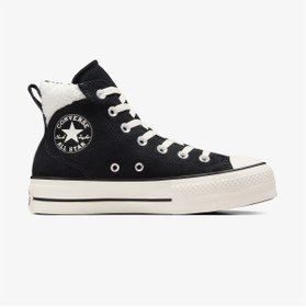 Resim Converse Chuck Taylor All Star Puff Lift Unisex Siyah Deri Platform Sneaker 