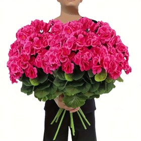 Resim 60 Adet UV Dayanıklı Yapay Pelargonum - Canlı Pembe Gerçekçi Plastik Çiçekler, Bahçe, Teras, Ev Dekorasyonu ve Masa Süslemeleri İçin Uygun, Uzun Ömürlü Suni Bitkiler, Bahçecilik Tutkunları İçin İdeal 