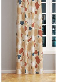 Resim West Stone Desenli Süet Oturma Odası Salon Fon Perde Baskılı Ekstrafor Büzgü Tek Kanat Prd-1082 Çok Renkli 