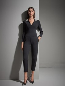 Resim Beli Kordonlu Siyah Triko Pantolon - Siyah / S 