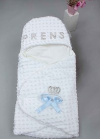 Resim Erkek Bebek Beyaz Prens Taçlı Nohut Kundak 