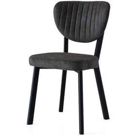 Resim Salon Balkon Ve Mutfak Sandalyesi Siyah Metal Gövde Babyface Kumaş Siyah 6 Adet Siyah-siyah 