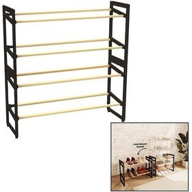 Resim 4 Katlı Ahşap Ayakkabılık 8 Ayakkabılık 20x65x51cm Çok Amaçlı Raf Çok Renkli 