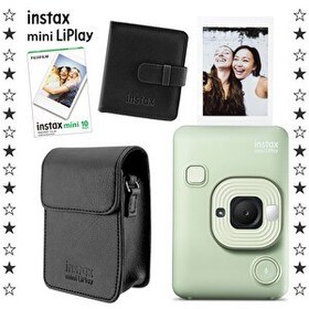 Resim Fujifilm Instax Mini LiPlay Hybrid Matcha Green Fotoğraf Makinesi ve 10'lu Film Seti 