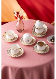 Resim İstanbul Porselen Rumeli 6 Kişilik Kahve Fincan Takımı Beyaz 