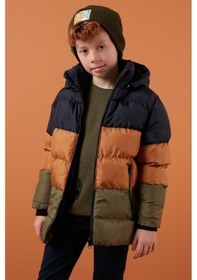 Resim Lela Içi Peluş Astarlı Çıkarılabilir Kapüşonlu Şişme Erkek Çocuk Mont 57611967 Lacivert-Taba-Haki 