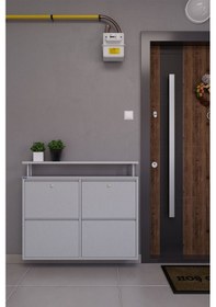 Resim Ceha Kilitli Tablalı 4'lü Metal Ayakkabılık - Gri K.AYK-2.4/G/P 7035/KL 