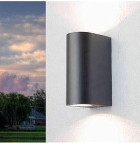 Resim 10 Adet Iç - Dış Mekan Dekoratif Çift Yönlü Modern Aplik - Oval Antrasit 