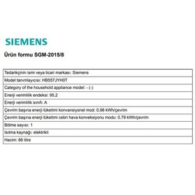 Resim Siemens HB557JYH0T 66 LT Ankastre Fırın Gri 