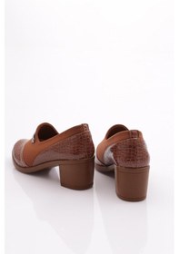 Resim Dgn 23031 Kadin Kurdela Desenli Topuklu Ayakkabi 23031-2537-R6136 Taba Kroko 