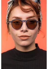 Resim Focus On TS001-P Wilson Matte Navy Blue Brown Polarize Erkek Güneş Gözlüğü 
