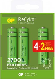 Resim GP AA 2600 mAh Şarjlı Kalem Pil 4+2'li Paket GP270AAHCE4-2 