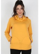 Resim Kadın Kapüşonlu Sweatshirt Hardal Karışık 