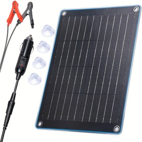 Resim 10W Taşınabilir Solar Araç Aküsü Şarj Cihazı, 12V Araç Şarj Cihazı, Araç Girişi ve Timsah Klipsi ile, Etfe Monokristal Solar Panel, Aküsüz 