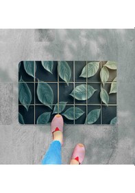 Resim Kopya - Dijital Baskılı Desenli Dekoratif Dış Kapı Önü Ve Iç Mekan Paspası Yıkanabilir Kaymaz Taban Lacivert 