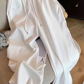 Resim Kadınlar İçin Beyaz Rahat Kesim Esnek Bel Pantolon - Makinede Yıkanabilir, Her Mevsime Uygun Konforlu Günlük Giyim 