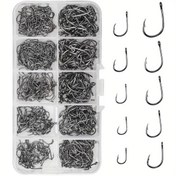 Resim 500 Adet Premium Karbon Çelik Balıkçılık Kancaları Seti - Keskin, Dikenli Daire Kancalar 10 Boyutta Tatlısu & Tuzlu Su Balıkçılığı İçin, Dayanıklı Saklama Kutusu Dahil, Balıkçılar İçin Mükemmel 