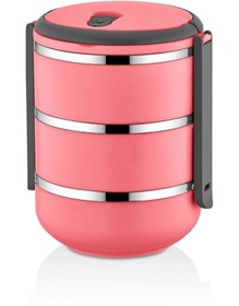 Resim Genel Markalar 3 Katlı Sızdırmaz Yemek Termosu Sefer Tası Saklama Kabı Pembe 2,25 Litre 